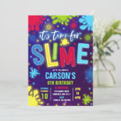 Slime Uitnodiging Glow Slime Party Neon Slime Part (Staand voorkant)