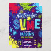 Slime Uitnodiging Glow Slime Party Neon Slime Part (Voorkant / Achterkant)