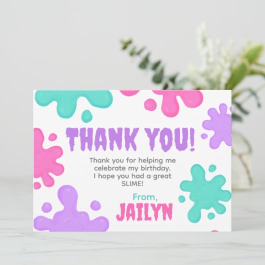 Slime Verjaardag Dank u kaart (Staand voorkant)