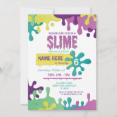 Slime Verjaardag Druppelende Meisjes Roze Uitnodig Kaart (Voorkant)