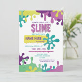 Slime Verjaardag Druppelende Meisjes Roze Uitnodig Kaart (Staand voorkant)