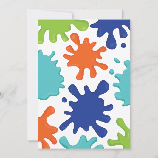 Slime Verjaardag Uitnodiging Groen, Blauw en Sinaa (Achterkant)