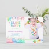 Slime verjaardagsfeestfoto kaart (Staand voorkant)