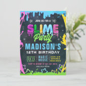 Slime Verjaardagsfeestje bewerkbare Sjabloon Uitno Kaart (Staand voorkant)