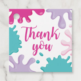 Slime Verjaardagsfeestje Favor Tags Roze en Paarse Bedankjes Labels