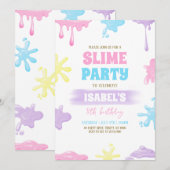 Slime verjaardagsfeestje kaart (Voorkant / Achterkant)