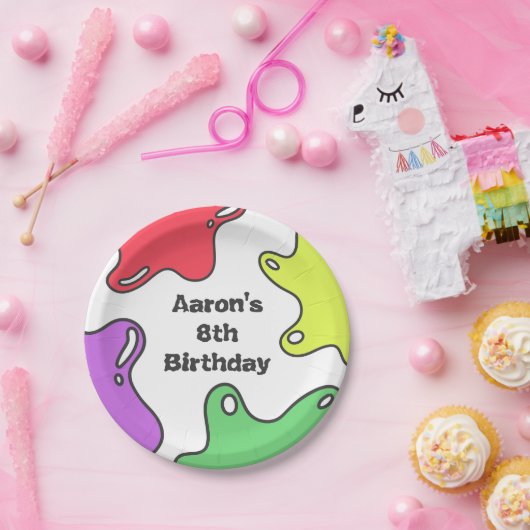 Slime verjaardagsfeestje papieren bordje (Feest)