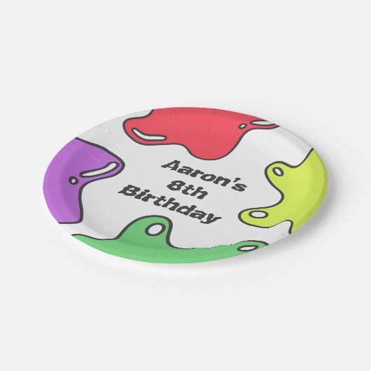 Slime verjaardagsfeestje papieren bordje (Gekanteld)
