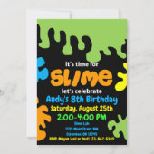 Slime verjaardagsfeestuitnodiging; slijmlab; jonge kaart (Voorkant)