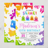 Slime verjaardagsuitnodiging kaart (Voorkant / Achterkant)