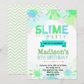 Slime verjaardagsuitnodiging kaart (Voorkant / Achterkant)