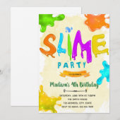 Slime verjaardagsuitnodiging kaart (Voorkant / Achterkant)