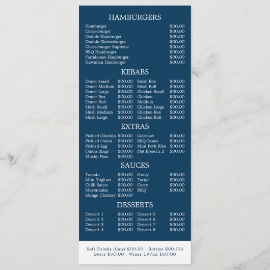 Slimline winkelrestaurant voor vissen en chips menu (Achterkant)