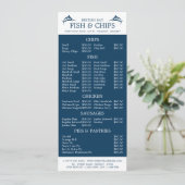 Slimline winkelrestaurant voor vissen en chips menu (Staand voorkant)