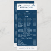 Slimline winkelrestaurant voor vissen en chips menu (Voorkant / Achterkant)