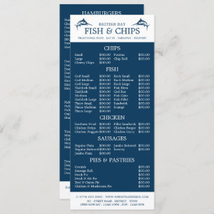 Slimline winkelrestaurant voor vissen en chips menu
