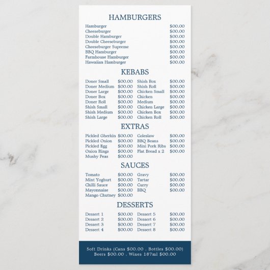 Slimline winkelrestaurant voor vissen en chips menu (Achterkant)