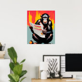 Slimme Aap Poster Aangepaste Chimpansee Muurkunst (Thuiskantoor)