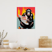 Slimme Aap Poster Aangepaste Chimpansee Muurkunst (Keuken)