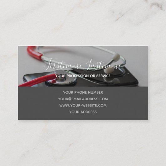 Slimme arts met digitale Smartphone Stethoscoop B Visitekaartje (Achterkant)