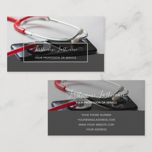 Slimme arts met digitale Smartphone Stethoscoop B Visitekaartje (Voorkant / Achterkant)