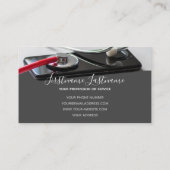 Slimme arts met digitale Smartphone Stethoscoop Visitekaartje (Achterkant)