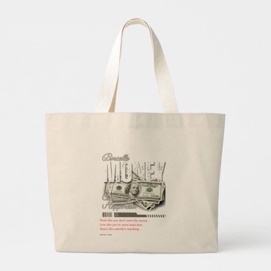 "Slimme besparingen, stijlvol winkelen!" Grote Tote Bag (Achterkant)
