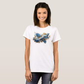 Slimme Blauwe ABSTRACTE KUNST Statement T-shirt (Voorkant volledig)