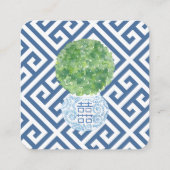 Slimme Blauwe en Groene QR Code Bruiloft Website Informatiekaartje (Achterkant)