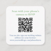 Slimme Blauwe en Groene QR Code Bruiloft Website Informatiekaartje (Voorkant)