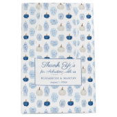 Slimme Blauwe en Witte Chinoiserie Pompoen Dank u Medium Cadeauzakje (Voorkant)