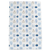 Slimme Blauwe en Witte Chinoiserie Pompoen Dank u Medium Cadeauzakje (Achterkant)