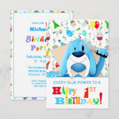 Slimme Blauwe Hond Kartondetective | Feestje Kaart (Voorkant / Achterkant)