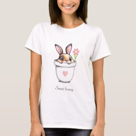 Slimme Bunny in een Bloempot met Bloem & Hart T-shirt