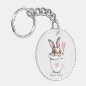 Slimme Bunny in een Plant met ventilator en hart Sleutelhanger (Voorkant Links)