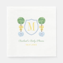 Slimme Buxus Monogram Baby- of Trouwfeestje Servet