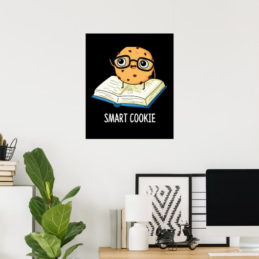 Slimme Cookie Grappige Chocolade Chip Punt Donkere Poster (Thuiskantoor)