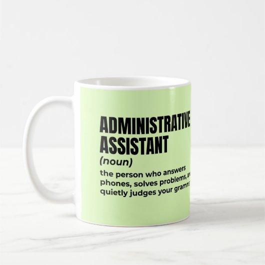 Slimme definitie van administratief assistent koffiemok (Links)