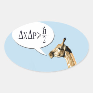 Slimme giraffe verklaart Heisenberg onzekerheid pr Ovale Sticker