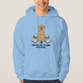 Slimme Gouden Retriever Boekliefhebber Pastelblauw Hoodie