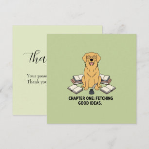 Slimme Gouden Retriever Puppy Boek Groen Bedankt Kaart