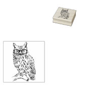 Slimme Hipster Uil Dragen Oogglazen Rubberstempel (Gestempeld)
