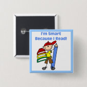 Slimme Jongen Omdat Ik Lees Vierkante Button 5,1 Cm (Voorkant /achterkant)