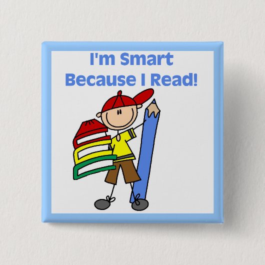 Slimme Jongen Omdat Ik Lees Vierkante Button 5,1 Cm (Voorkant)