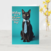 Slimme Kat Vaderdag Kaart (Gele Bloem)
