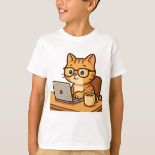 Slimme kat werkt thuis Illustratie T-shirt