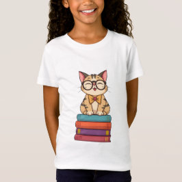 Slimme Kitty op Boeken T-Shirt voor Kinderen