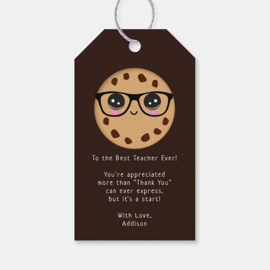 Slimme koekjesleraar Dank je cadeauwaardering Cadeaulabel (Achterkant)