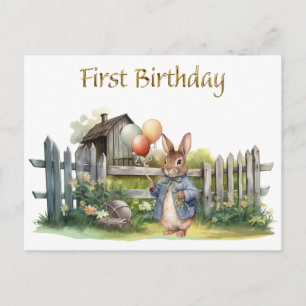 Slimme Konijn Eerste Verjaardag Briefkaart