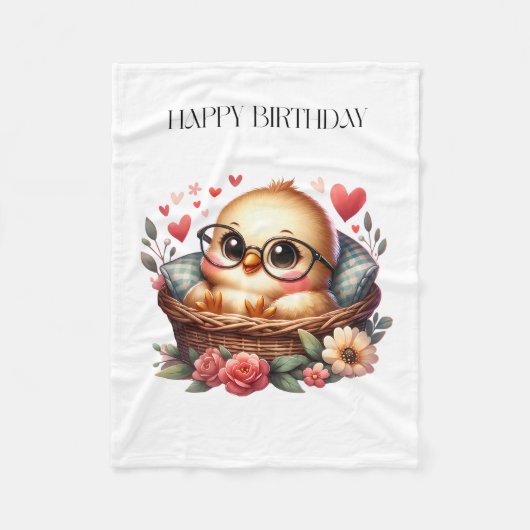 Slimme Kuiken Verjaardag Fleece Deken (Voorkant)